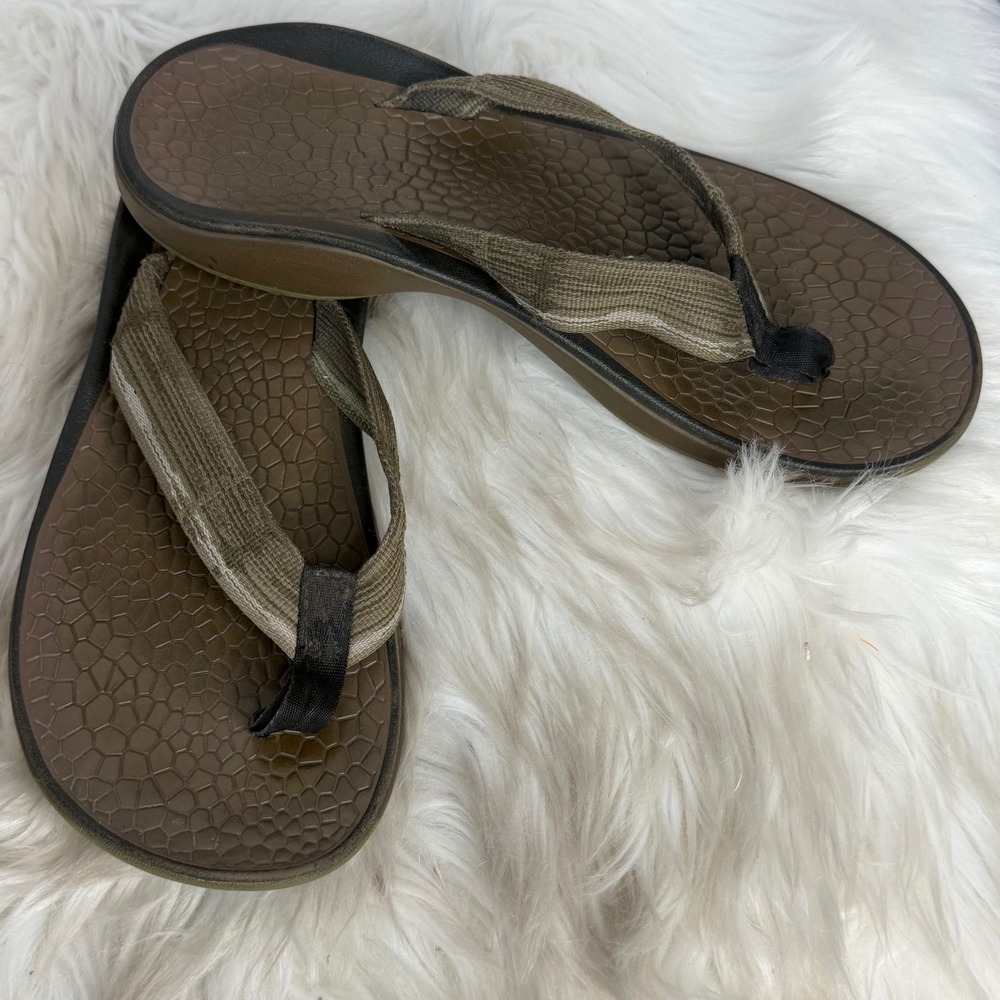 Chaco Flip Ecotread Mens Brown Olive Green Sandals Size 10
